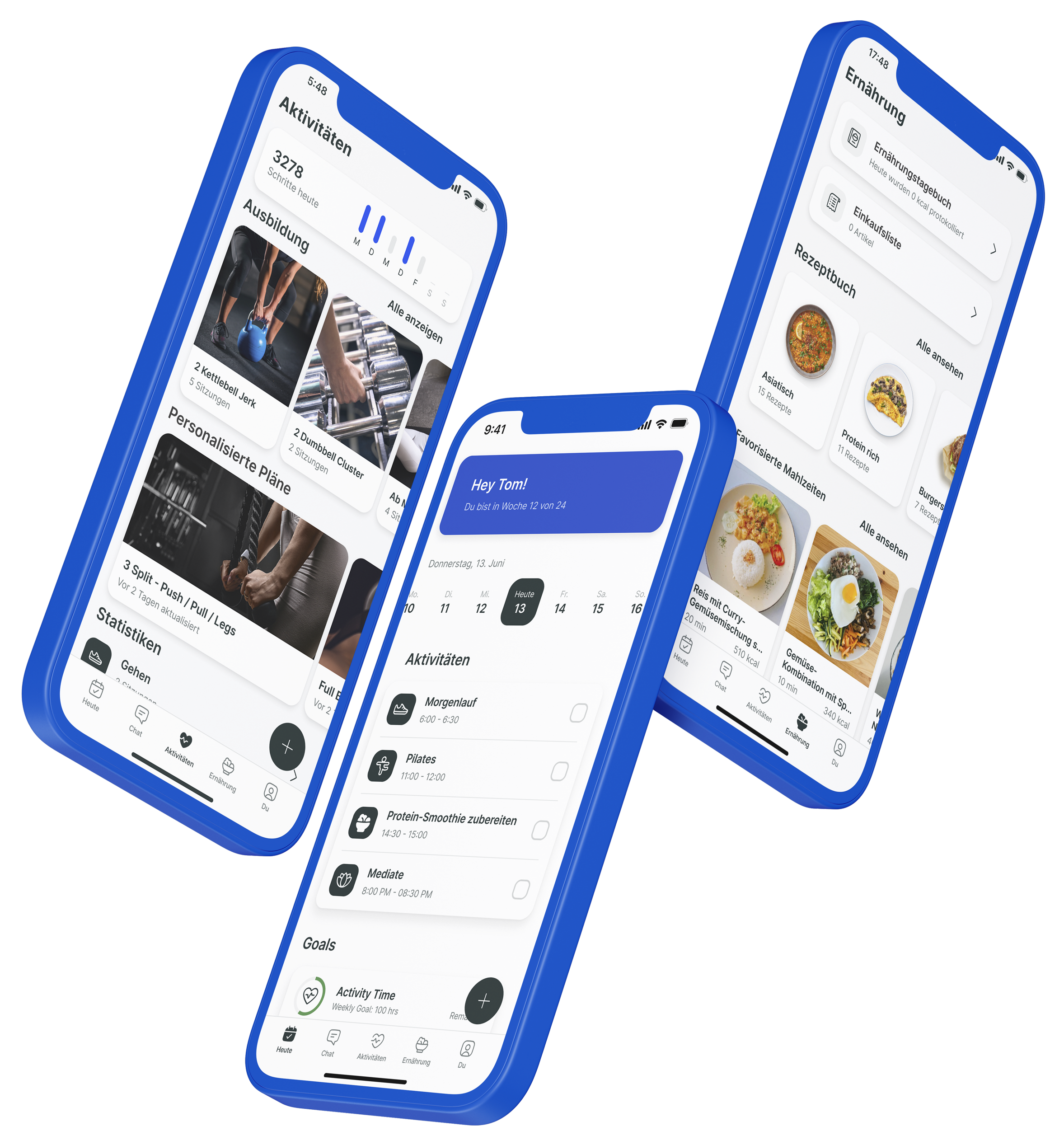 Ein Mockup der Coaching-App, das die Funktionen zeigt.